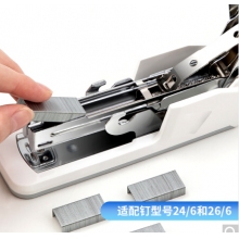 得力(deli)省力結(jié)構(gòu)訂書機(jī)/裝訂器 一指按壓 適配12#釘 白色0477