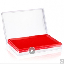 得力(deli)13788mm透明外殼方形快干印臺印泥 辦公用品 紅色9864