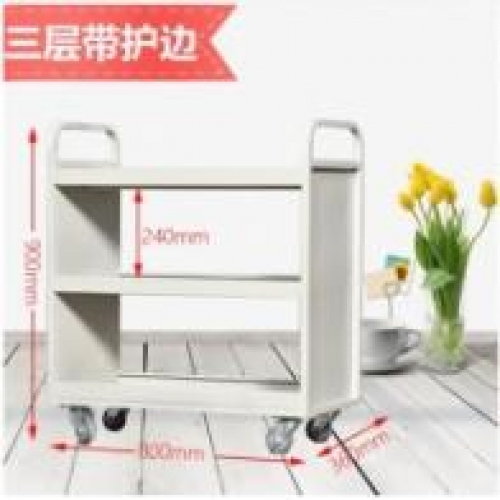 檔案室專用書車三層移動(dòng)平板車小推車